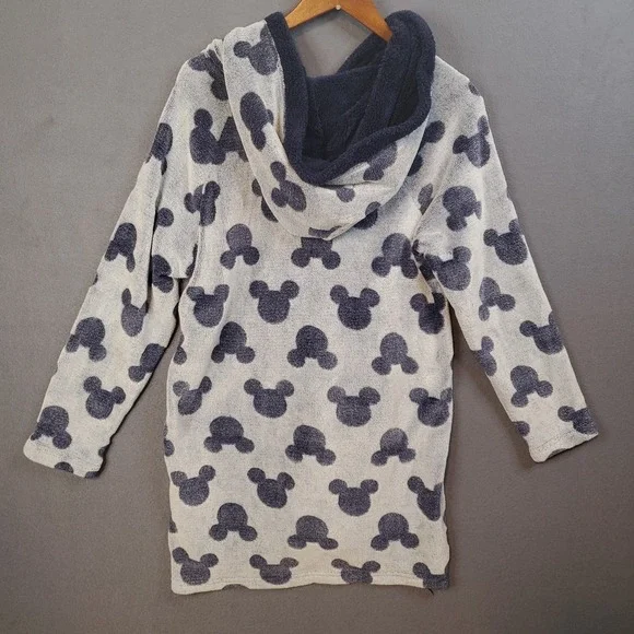 Disney Women Mickey Lounger Hood Sleep Night Shirt Sherpa Pajamas Blue Sz Large - Picture 3 of 8